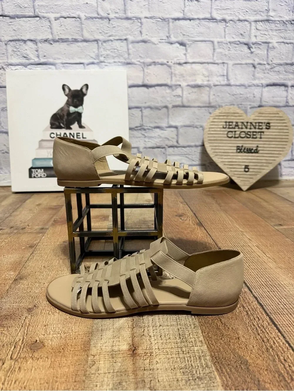 Eileen Fisher Rato strappy khaki leather sandals size 11